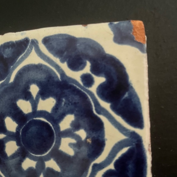 Mexican Hand Painted Terra-Cotta Talavera Vintage Tiles Set of 4 - Picture 5 of 15